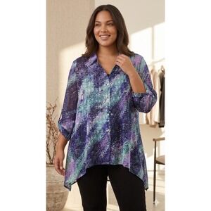 Ruby Rd. Sheer Blouse New Women's Size 20W  Multi-color MSRP: $59.00